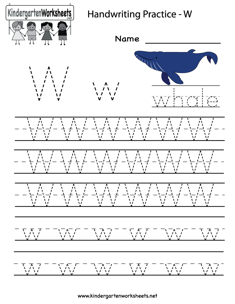 Kindergarten Letter W Writing Practice Worksheet Printable pertaining to Tracing Letter W Worksheets