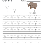 Kindergarten Letter Y Writing Practice Worksheet Printable regarding Trace Letter Y Worksheets