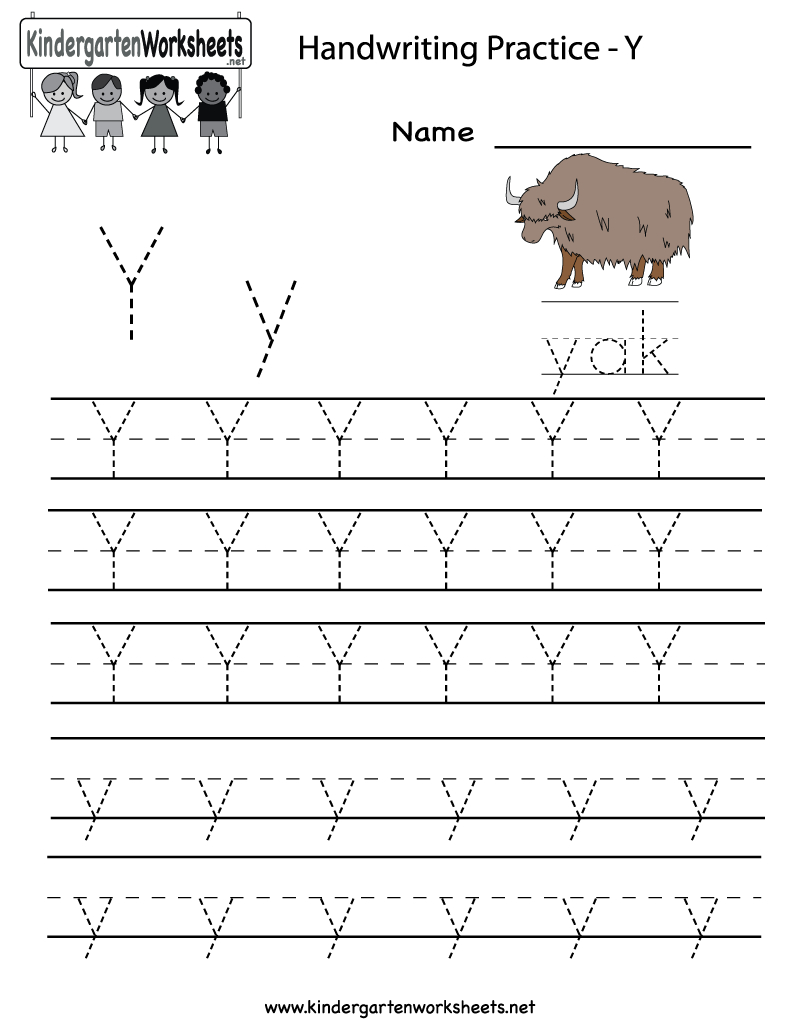 Kindergarten Letter Y Writing Practice Worksheet Printable regarding Trace Letter Y Worksheets