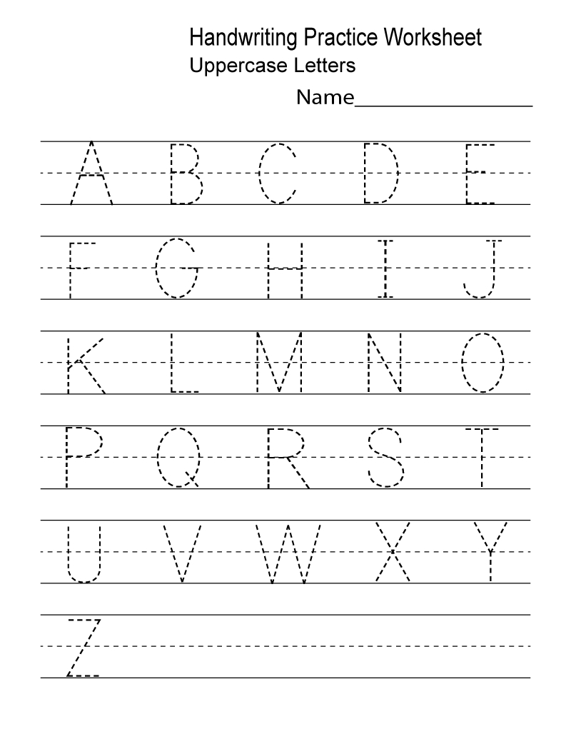 Kindergarten Worksheets Pdf Free Download | English with Uppercase Letters Tracing Free Printables