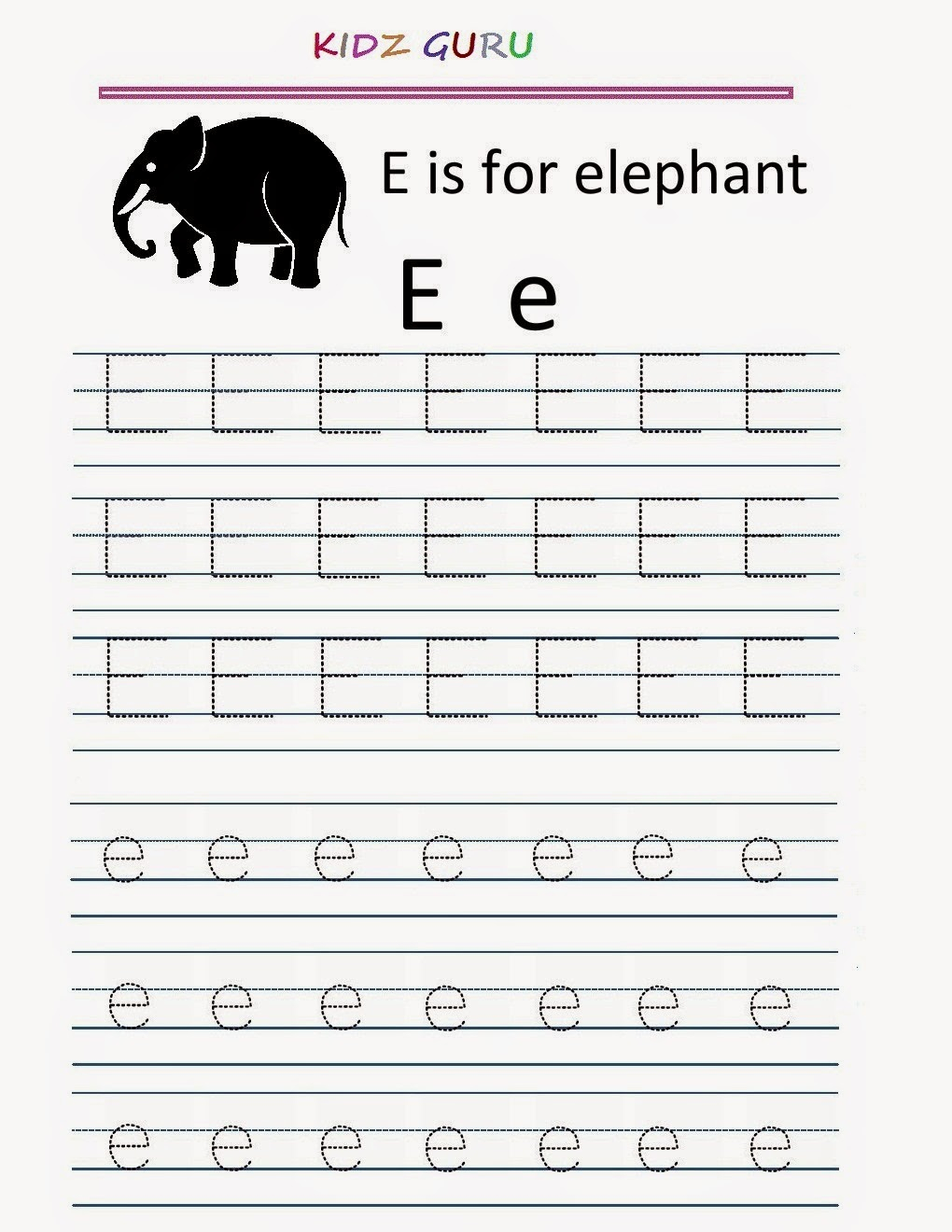 Printable Tracing Letter E Preschool Worksheets