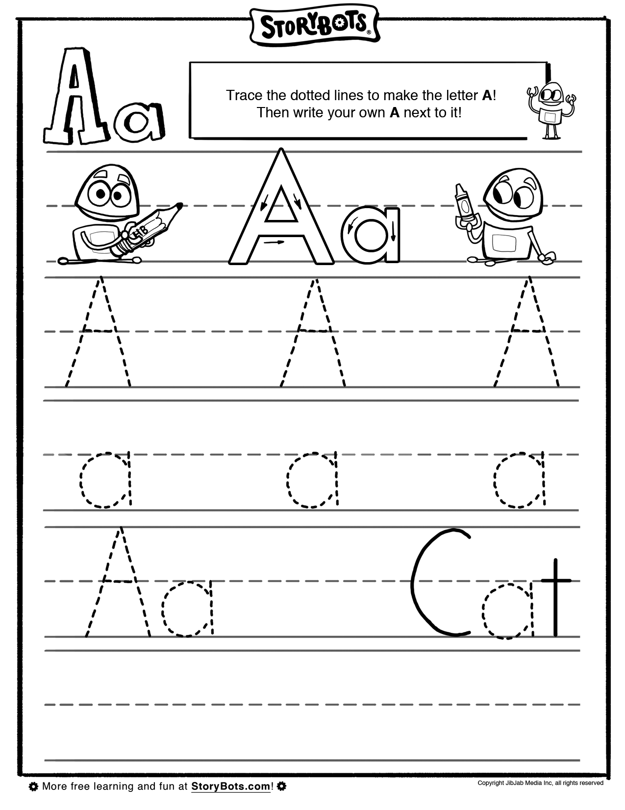 Letter A Tracing Sheet - Abc Activity Sheets - Storybots with Tracing Letters Activity Sheets