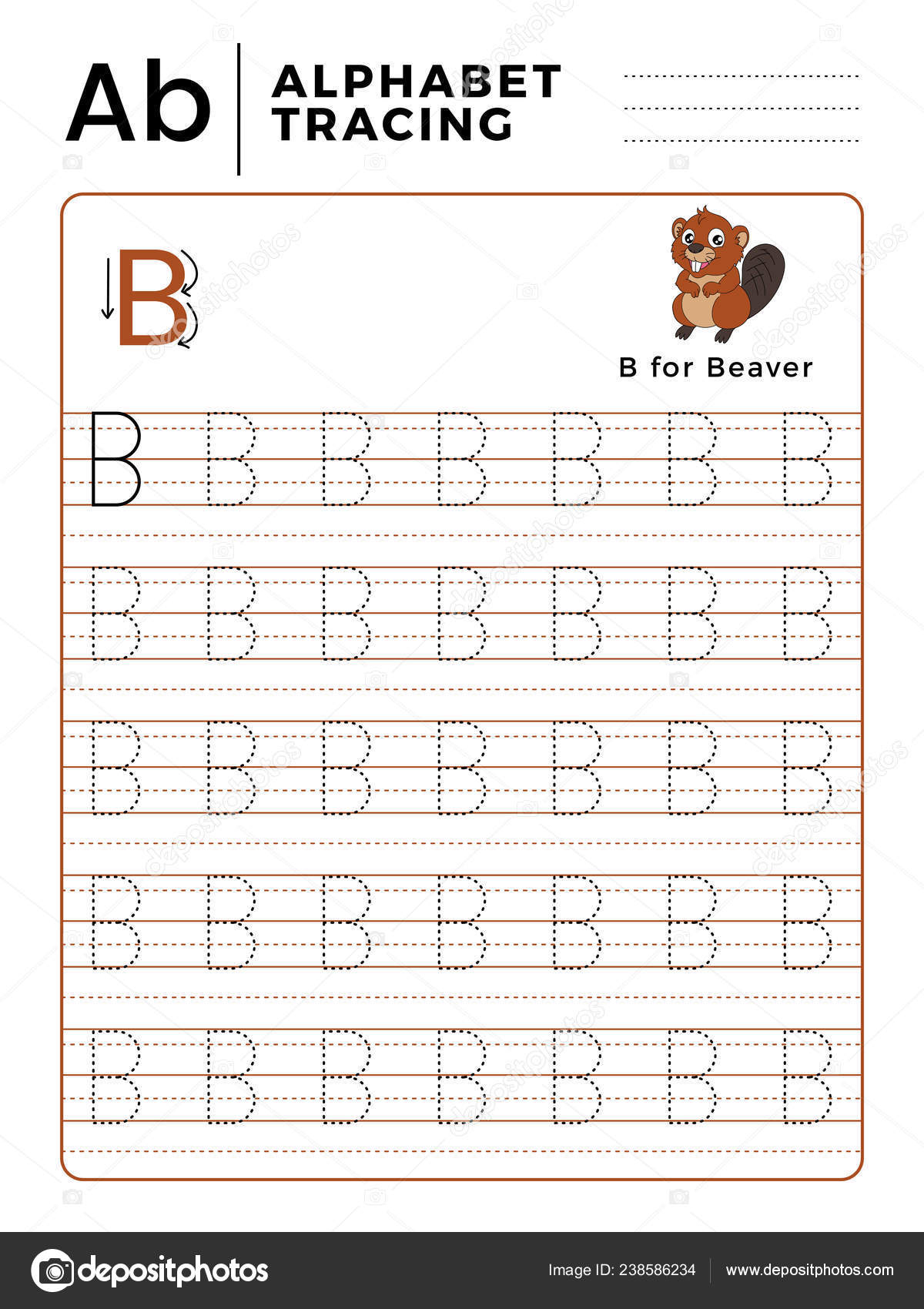 Letter Alphabet Tracing Book Example Funny Beaver Cartoon regarding Preschool Worksheets Tracing Letters And Numbers