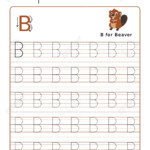 Letter B Alphabet Tracing Book With Example And Funny Beaver.. throughout Tracing Letter B Worksheets