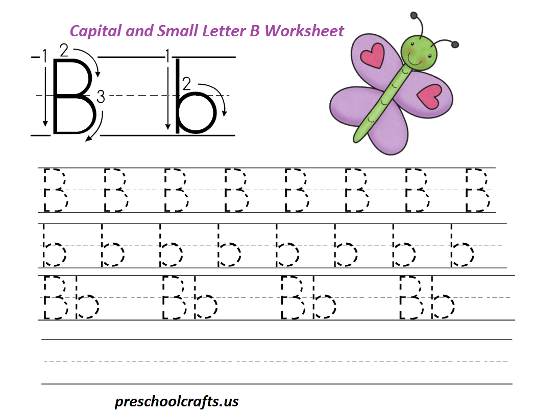 Trace Letter B Worksheets Preschool - TracingLettersWorksheets.com