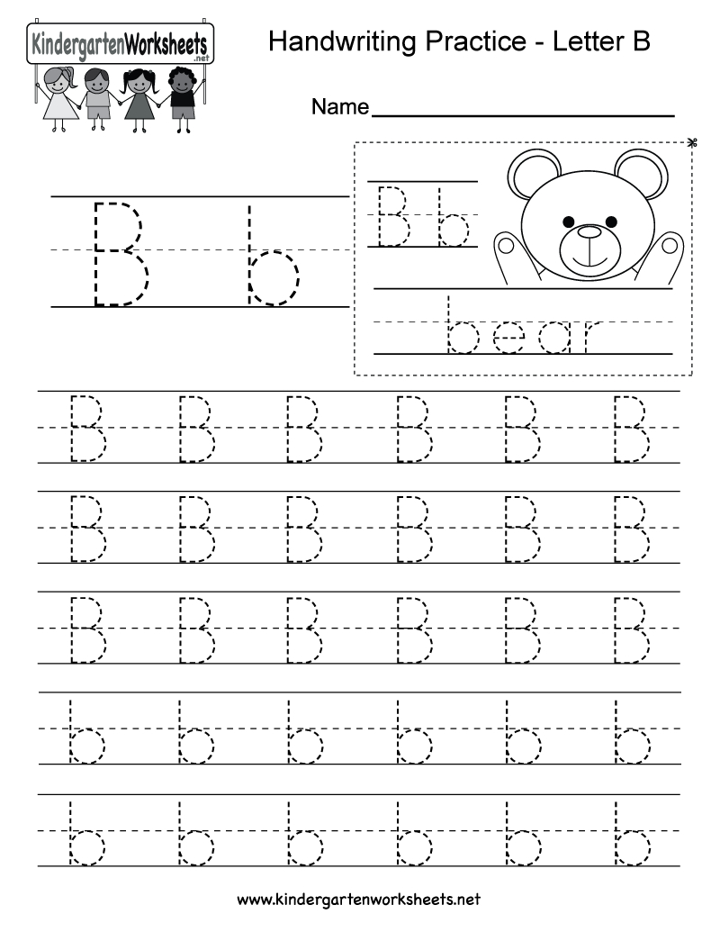 Letter B Writing Practice Worksheet - Free Kindergarten intended for Tracing Letter B Worksheets