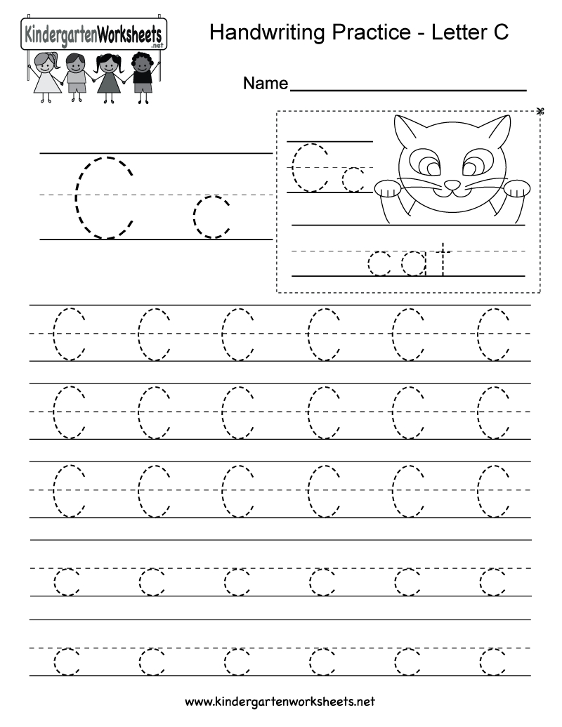 Letter C Writing Practice Worksheet - Free Kindergarten with C Letter Tracing Worksheet