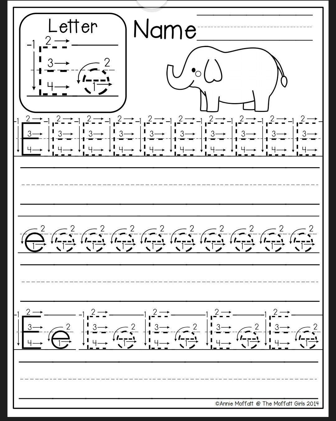 Letter E Tracing Worksheets | TracingLettersWorksheets.com