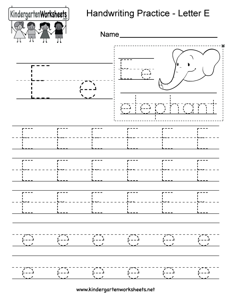 Letter E Writing Practice Worksheet - Free Kindergarten throughout Letter E Tracing Worksheets