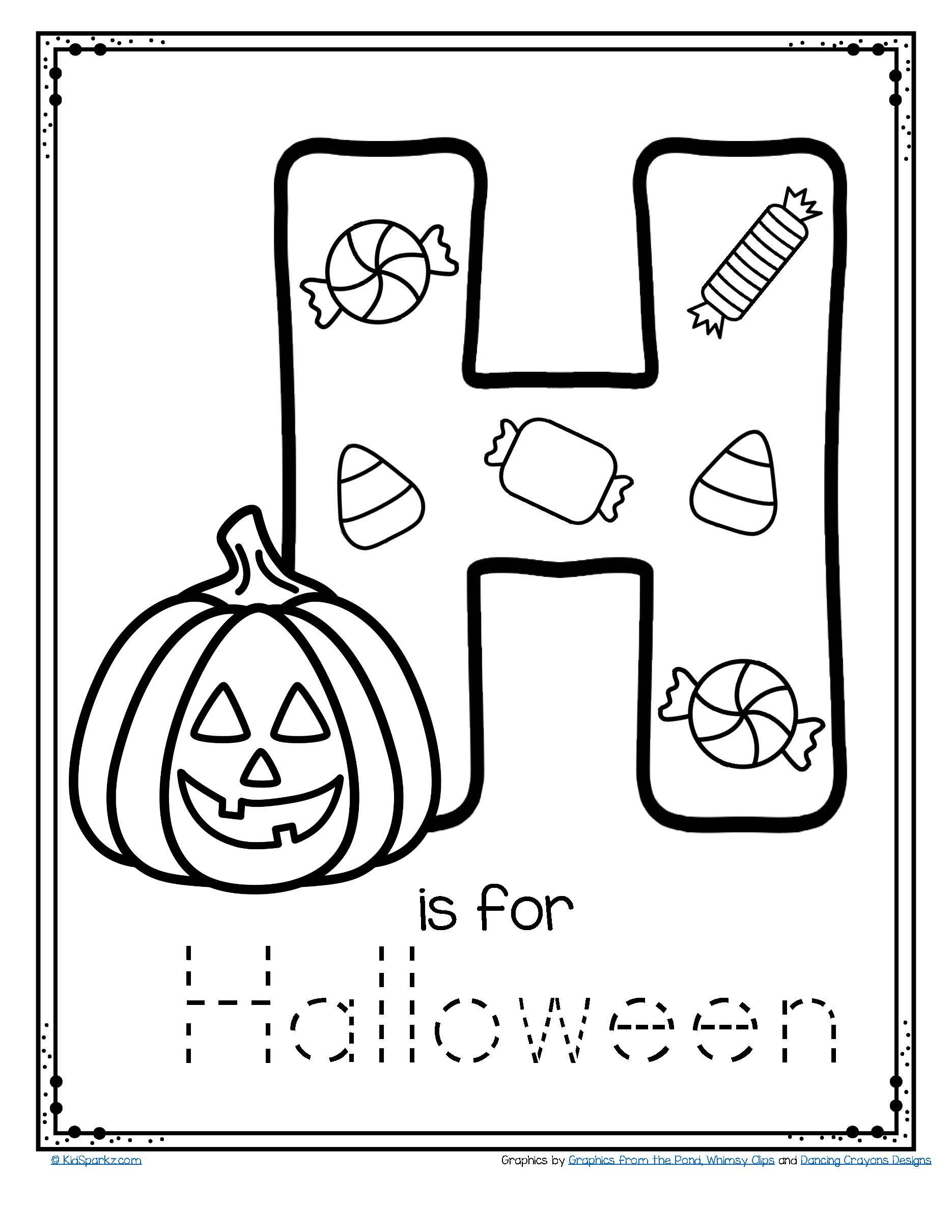 Letter H Is For Halloween Trace And Color Printable Free in Halloween Tracing Letters