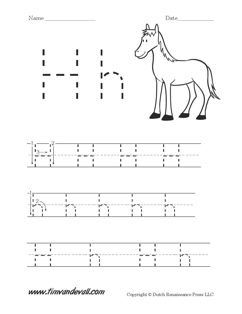 Letter H Worksheets in Tracing Letter H Worksheets