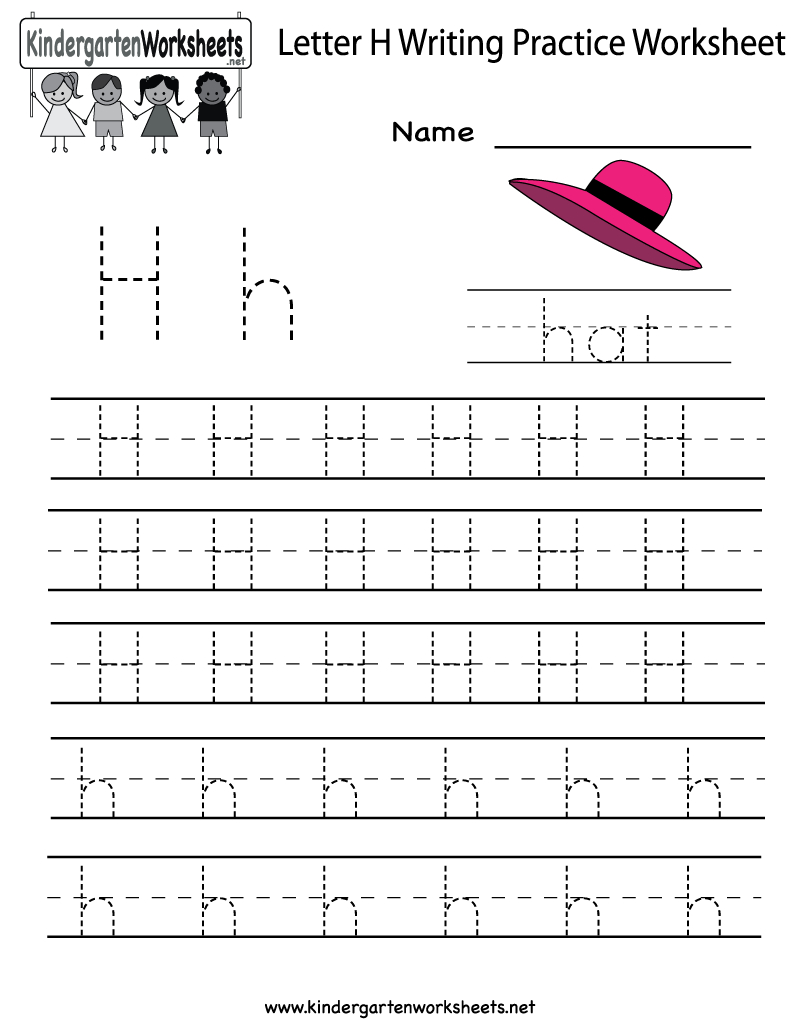 Letter H Writing Practice Worksheet - Free Kindergarten with Tracing Letter H Worksheets Preschoolers
