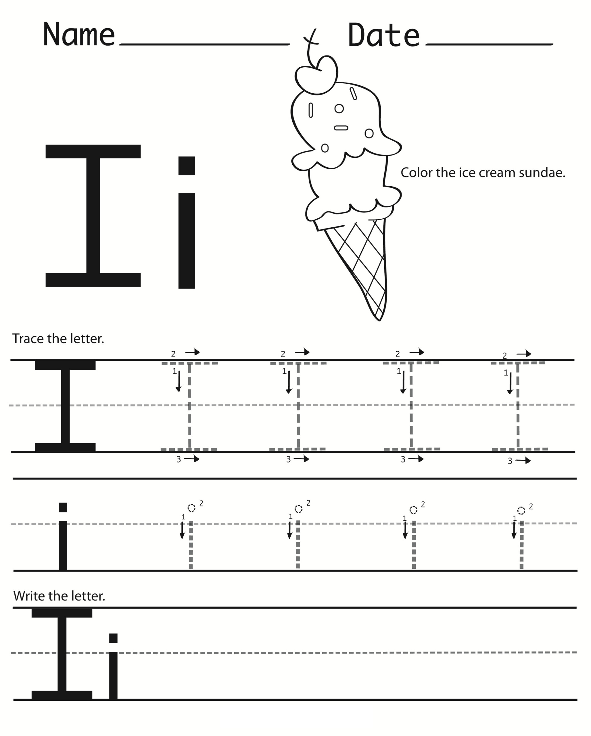 Letter I Worksheets For Preschoolers - Mattawa inside Tracing Letter Ii Worksheets