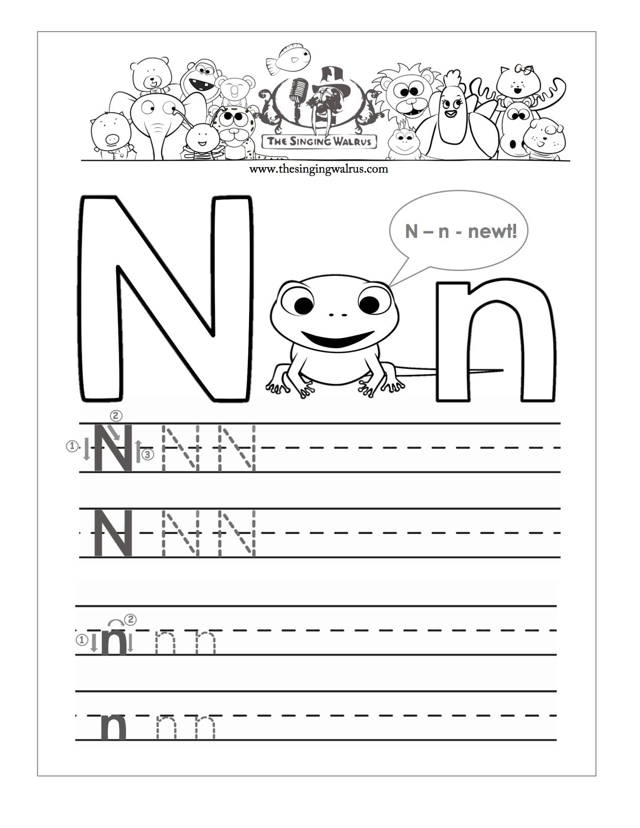 Tracing Letter N Worksheets For Preschool - TracingLettersWorksheets.com