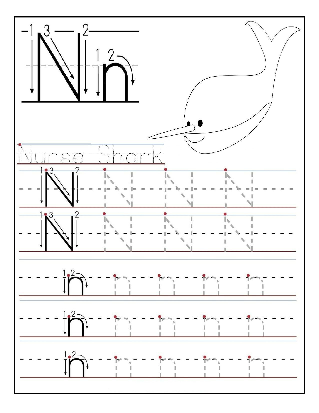 Letter N Worksheets For Preschool And Kindergarten with Letter Tracing Worksheets For Kindergarten Pdf