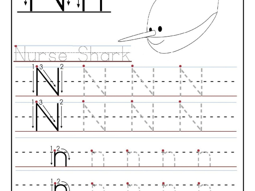 Letter N Worksheets For Preschool And Kindergarten with Tracing Letter N Worksheets