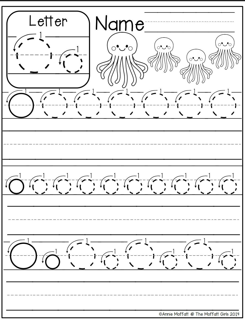 trace letter o worksheets preschool