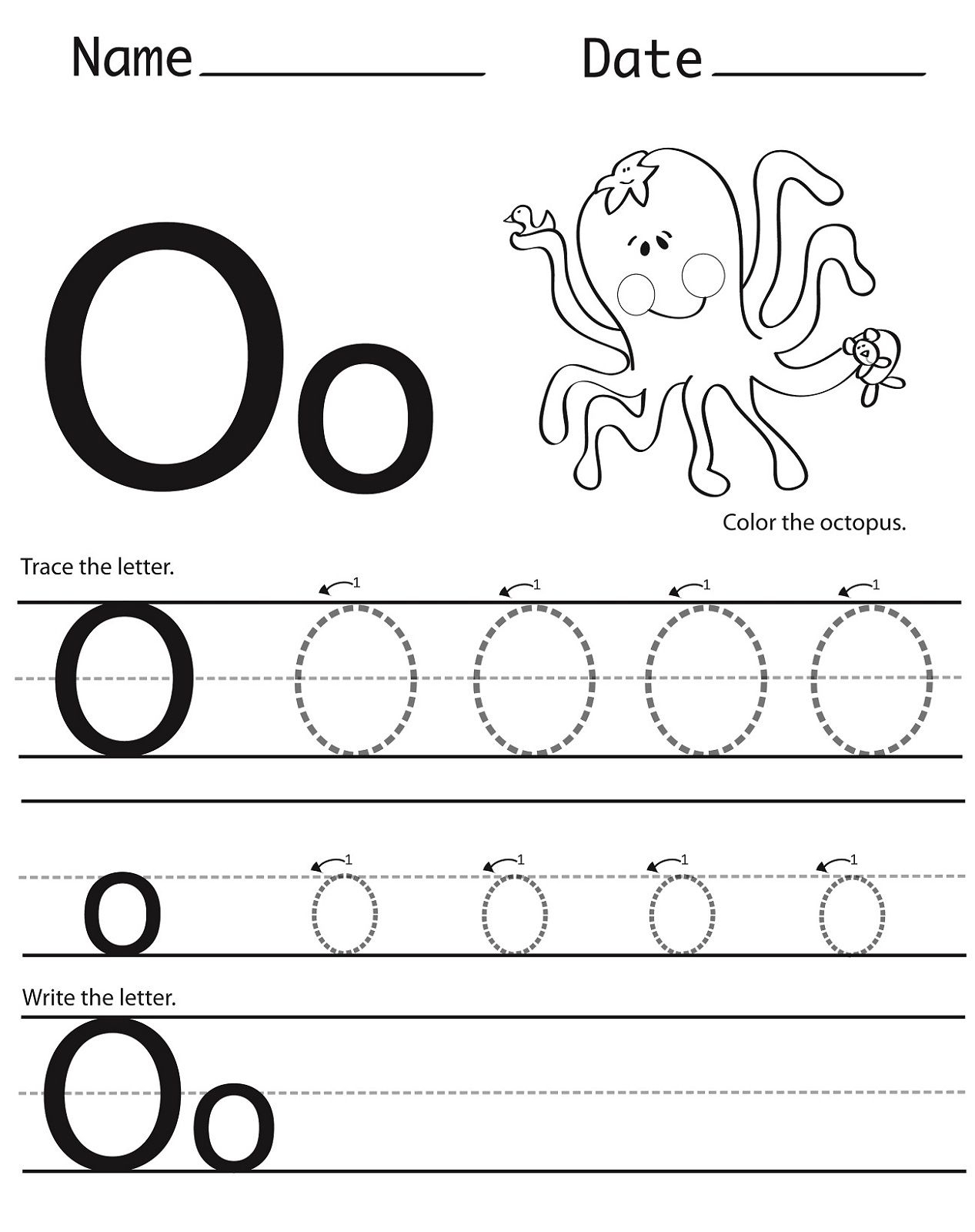 Trace Letter O Worksheets Preschool - TracingLettersWorksheets.com