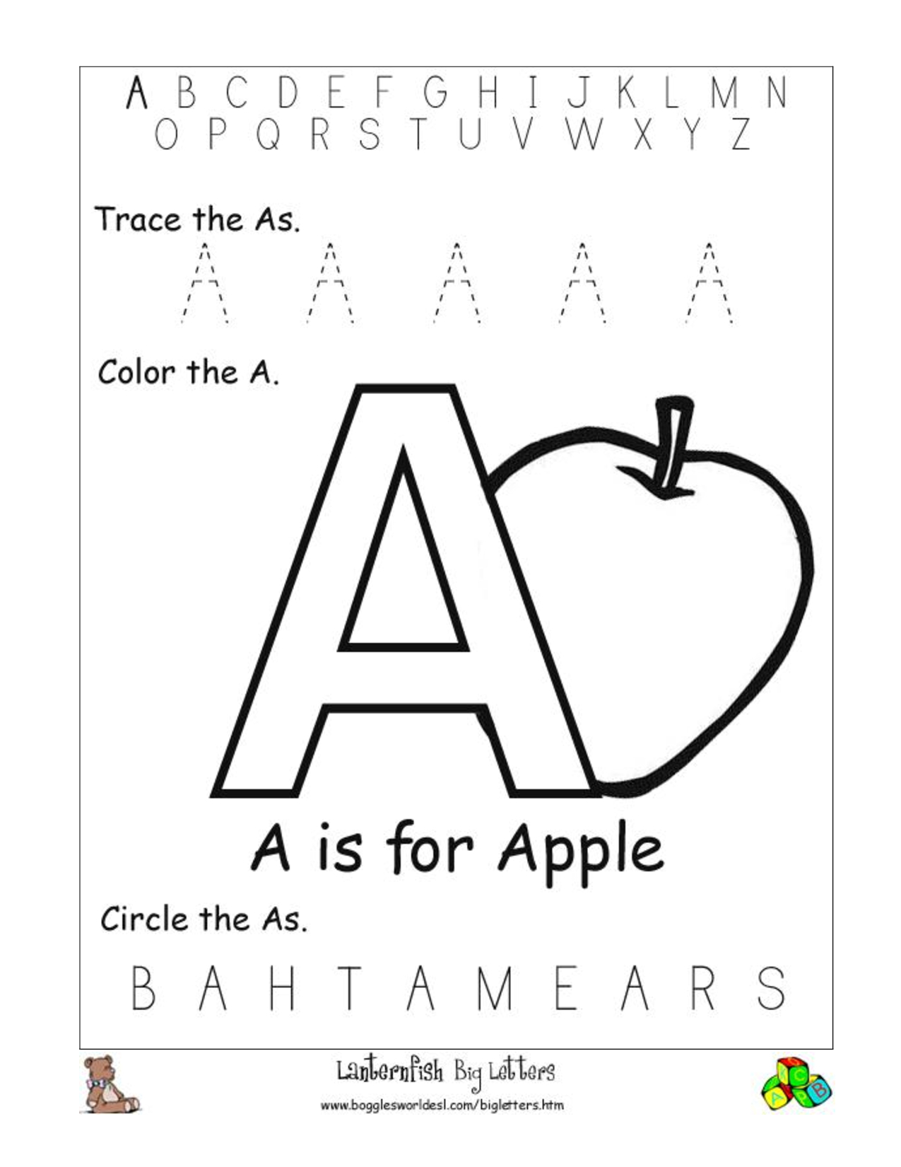 Letter Recognition Worksheets | Alphabet Worksheet Big intended for Large Tracing Letters For Preschoolers