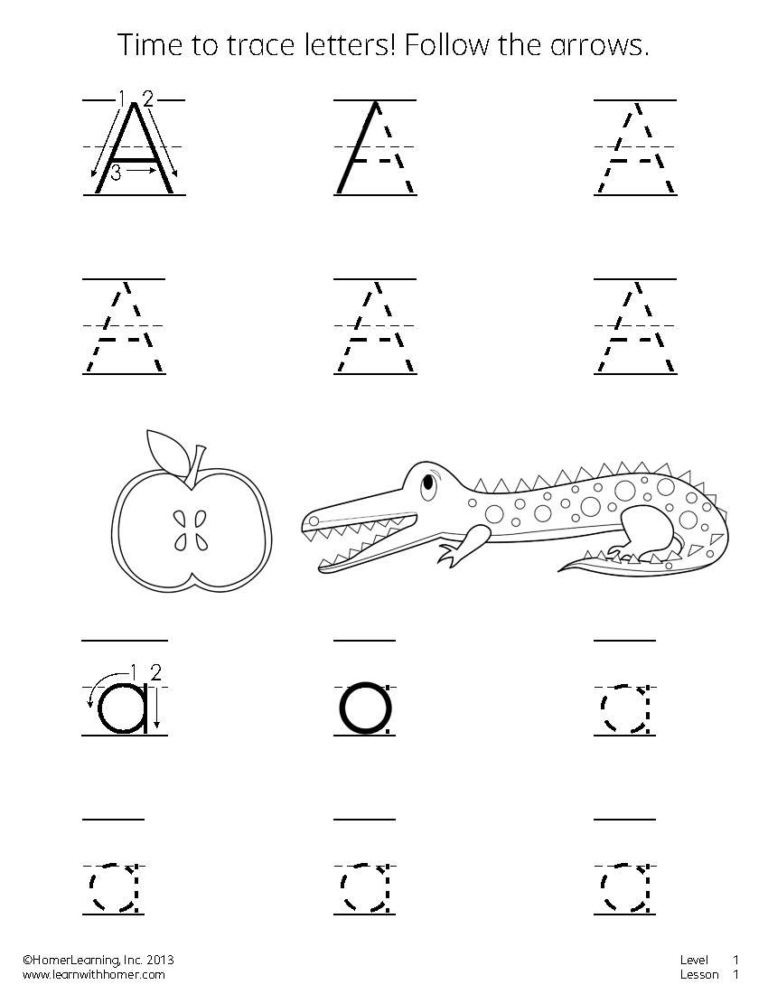 Letter Tracing Practice Sheet For The Letter A. #printables inside Tracing Letters With Arrows