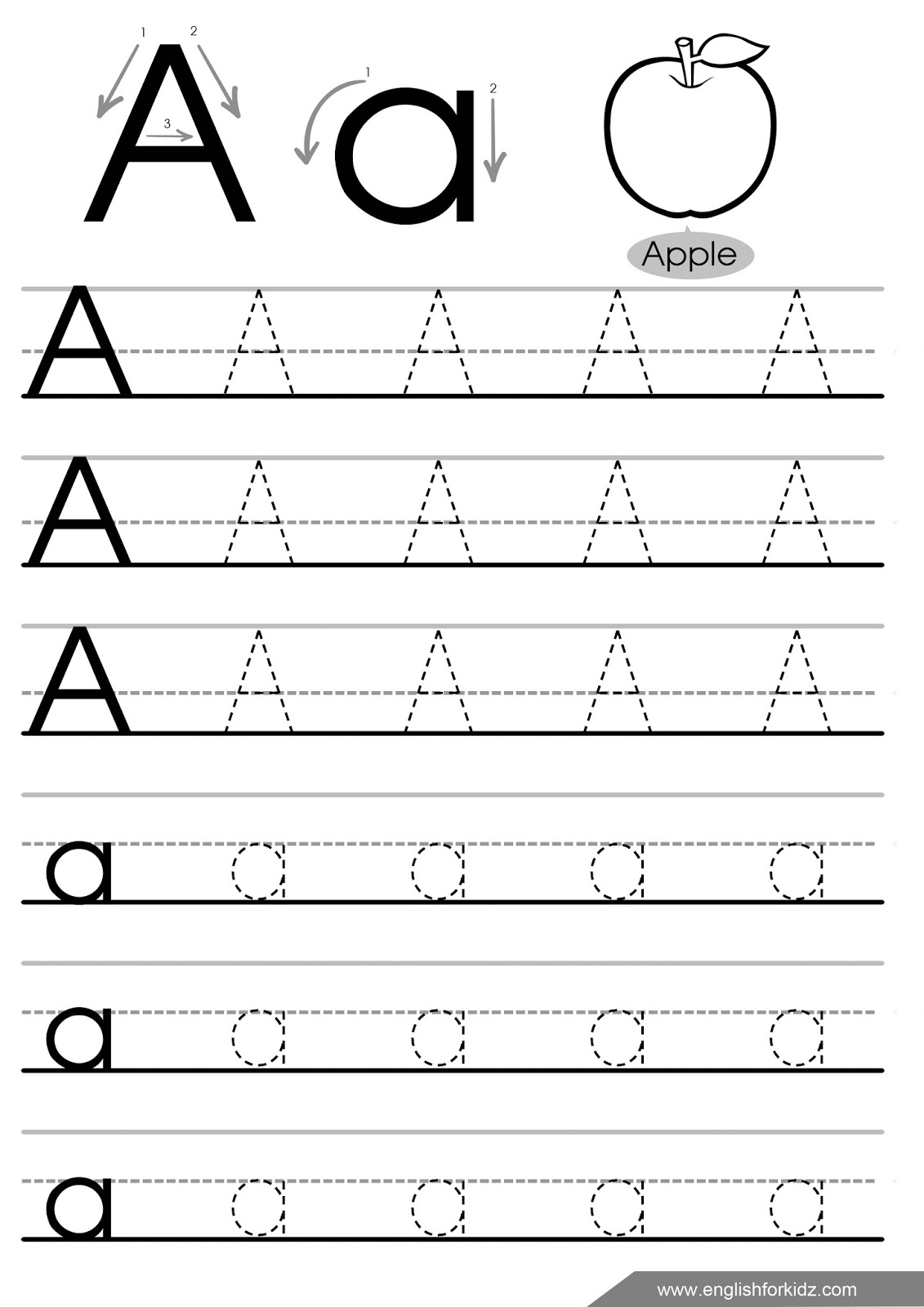 Letter Tracing Worksheets (Letters A - J) pertaining to Small Letters Tracing Worksheets Pdf