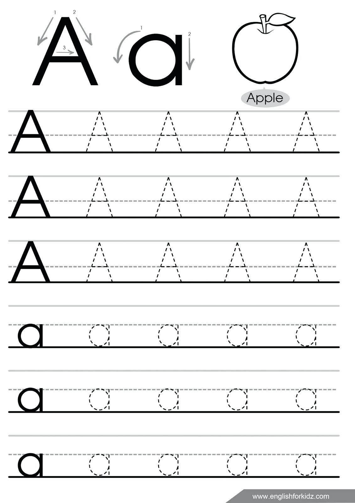 Letter Tracing Worksheets Uppercase And Lowercase Letters regarding Trace Letter A Worksheets Free
