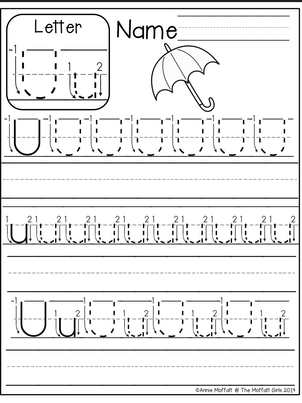 Tracing Letter U Worksheets  TracingLettersWorksheets.com