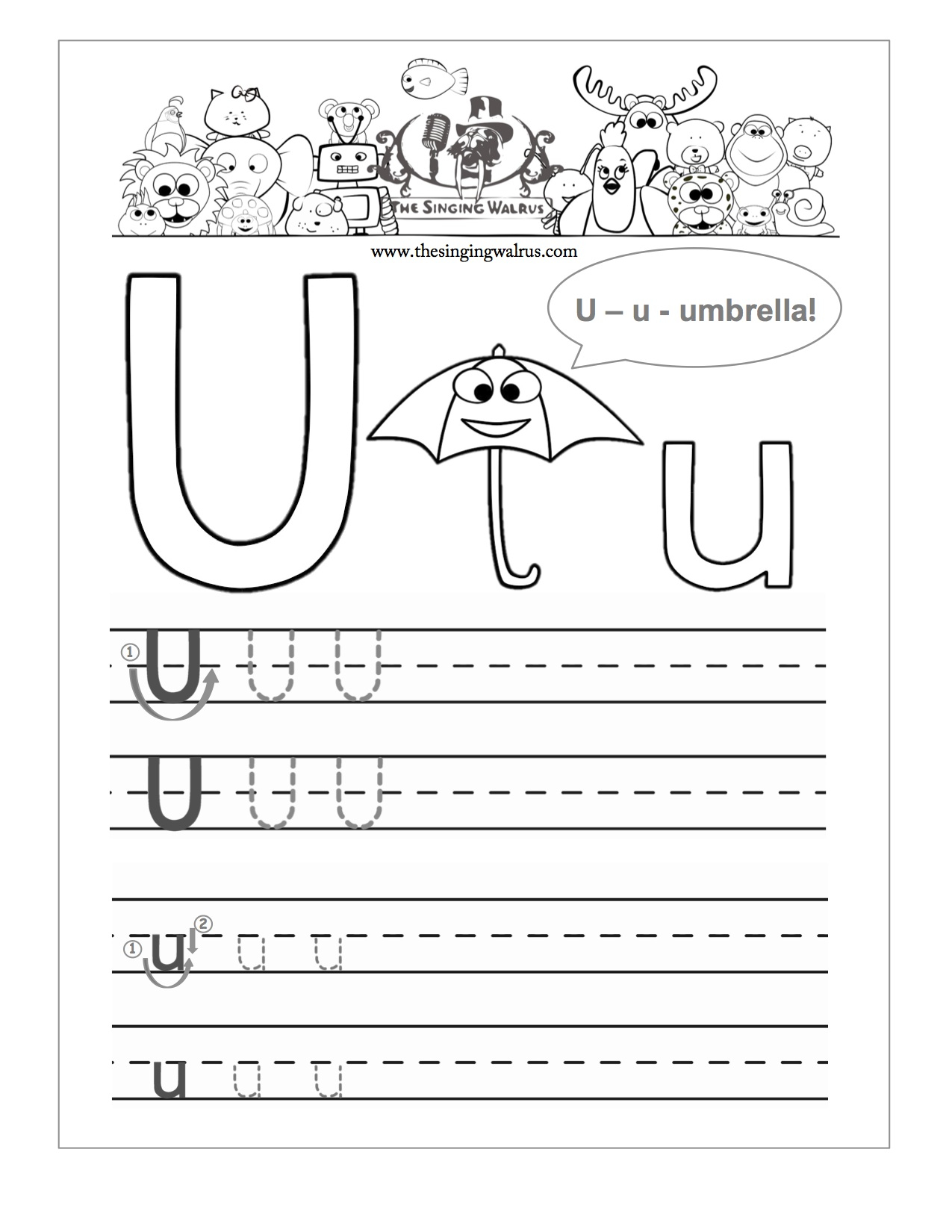 Tracing Letter U Worksheets  TracingLettersWorksheets.com