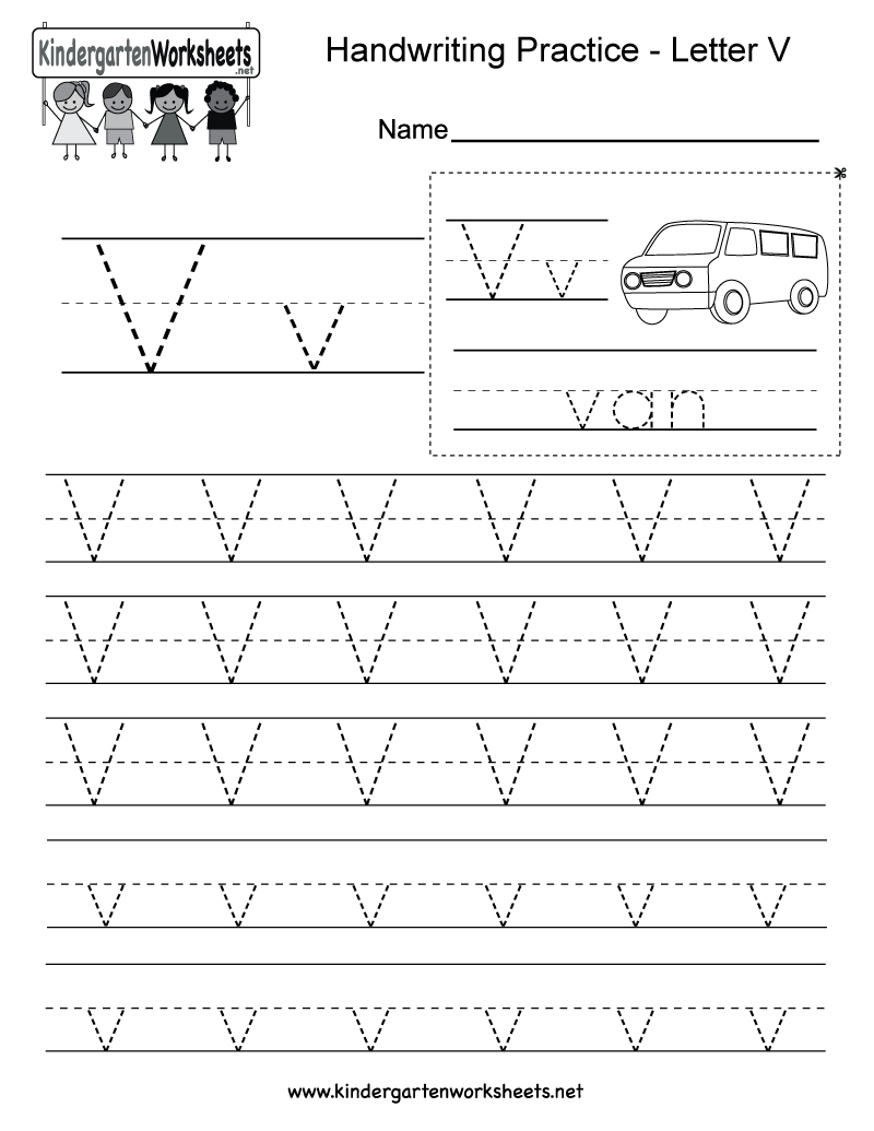 Letter V Handwriting Worksheet For Kindergarteners. You Can throughout Handwriting Tracing Letters