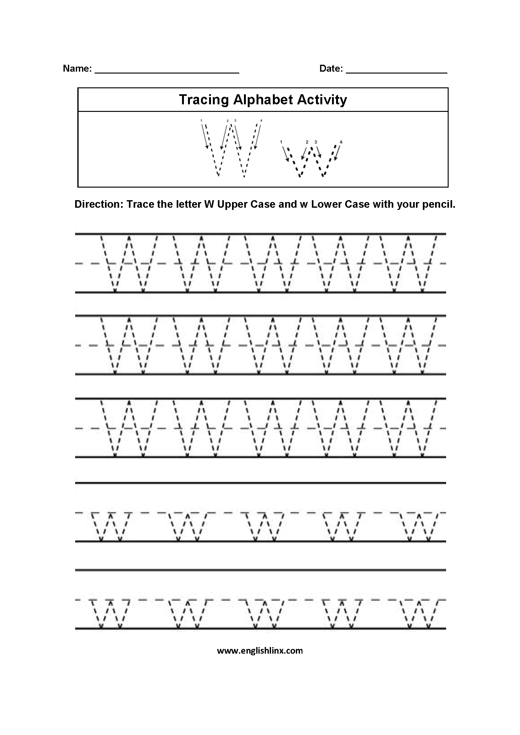 Letter W Tracing Alphabet Worksheets | Alphabet Worksheets throughout Tracing Letter W Worksheets