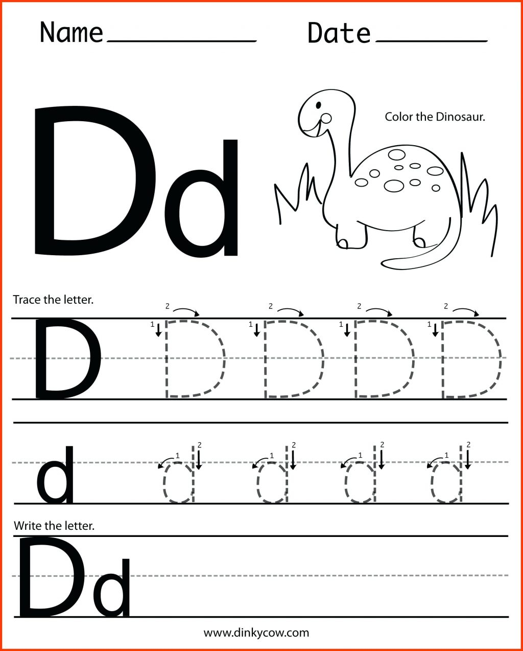 Tracing Letter Dd Worksheet Tracinglettersworksheets Com 7695