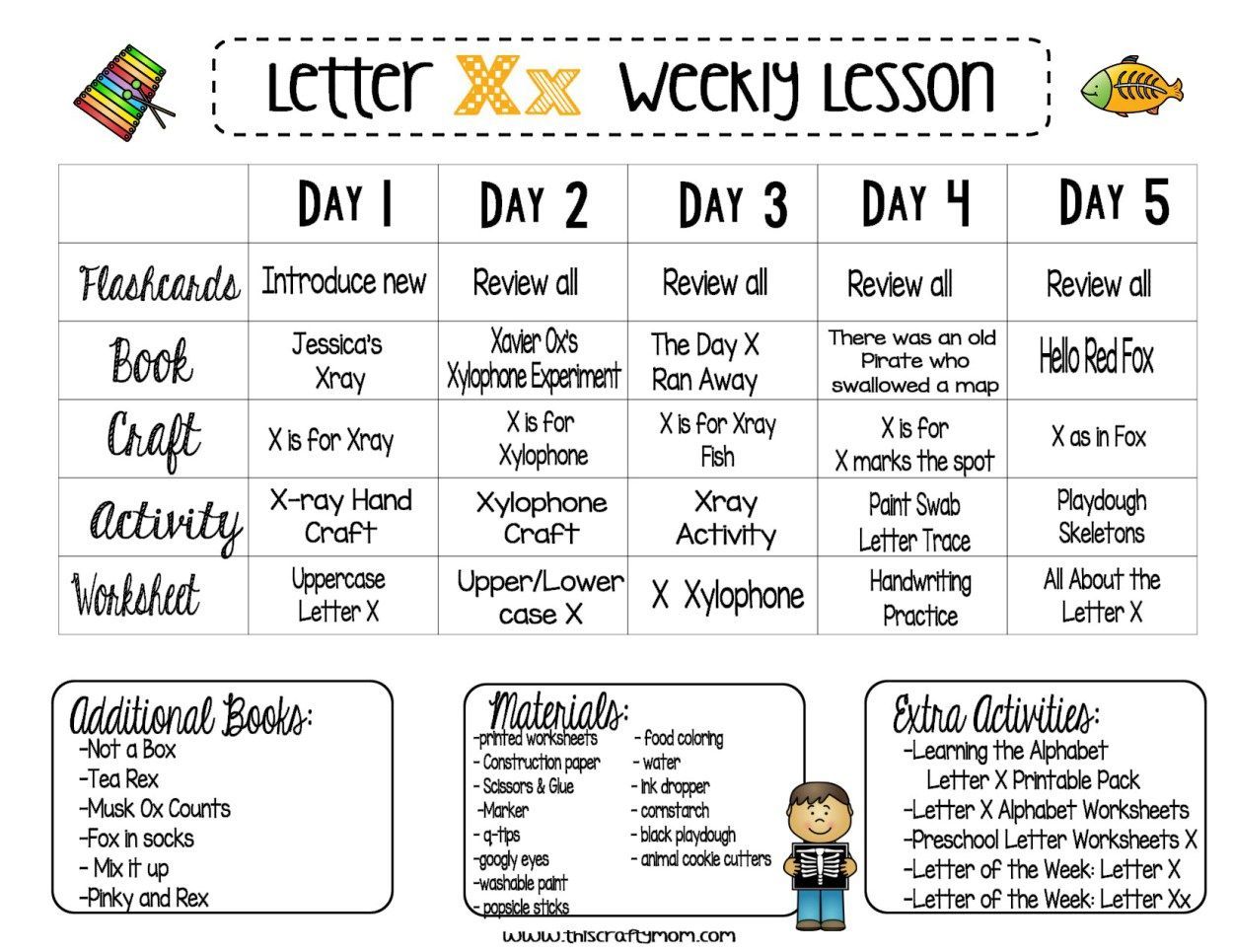 Letter X – Free Preschool Weekly Lesson Plan – Letter Of The with regard to Tracing Letters Lesson Plan