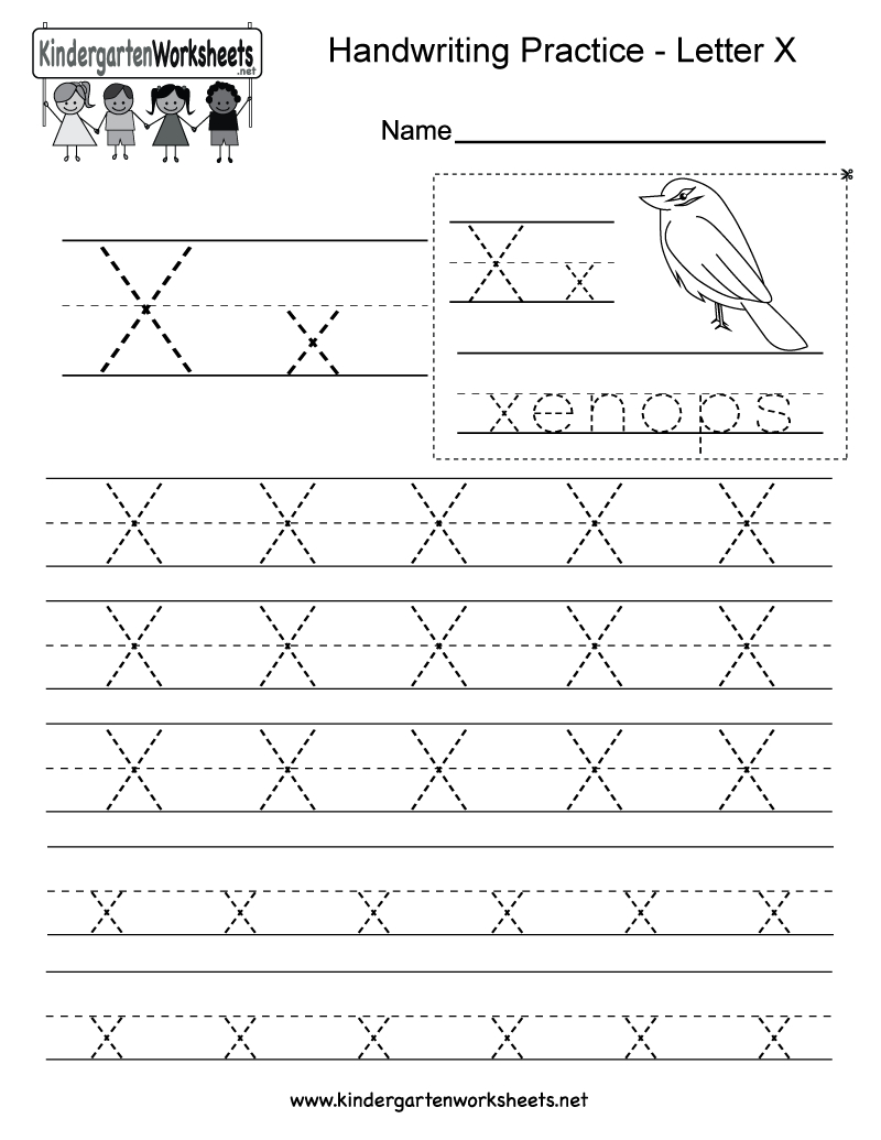 Letter X Writing Practice Worksheet - Free Kindergarten regarding Tracing Letter X Worksheets