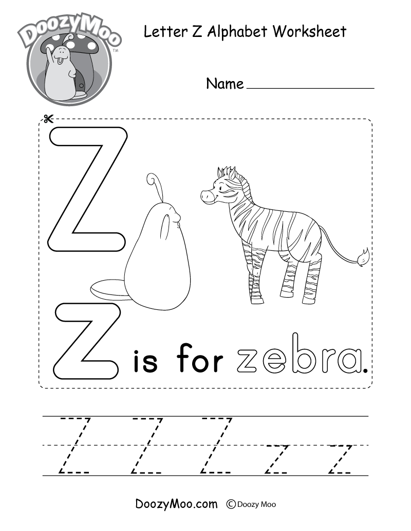 Letter Z Alphabet Activity Worksheet - Doozy Moo regarding Tracing Letter Z Worksheets