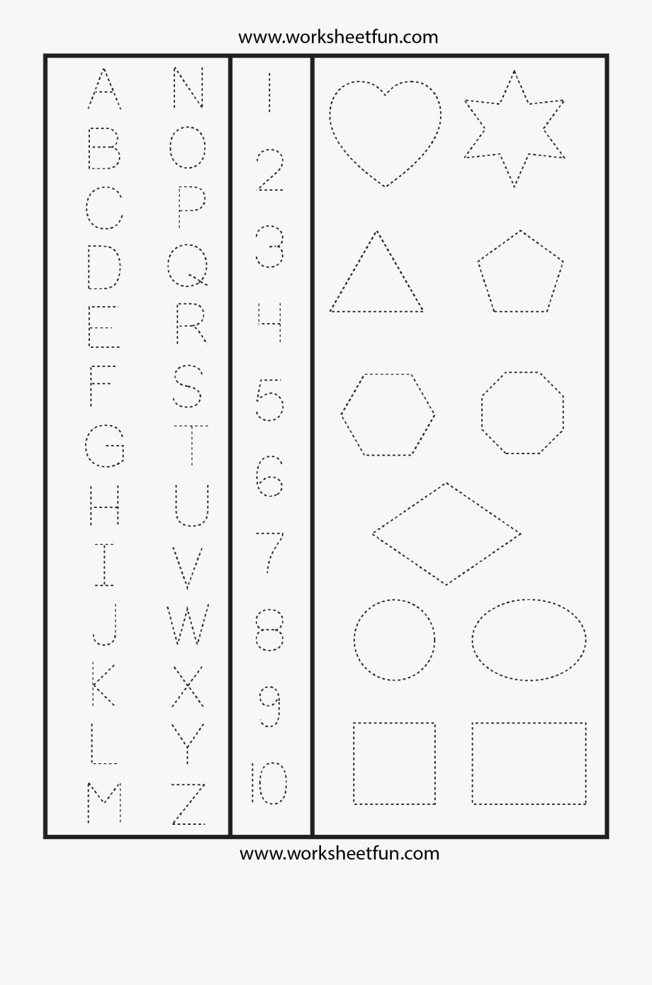 Letters Numbers &amp;amp; Shapes Tracing Worksheet - Printable Trace regarding Tracing Letters And Shapes Worksheets