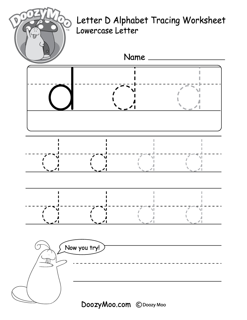 Lowercase Letter &amp;quot;d&amp;quot; Tracing Worksheet - Doozy Moo inside Tracing Letter D Worksheets