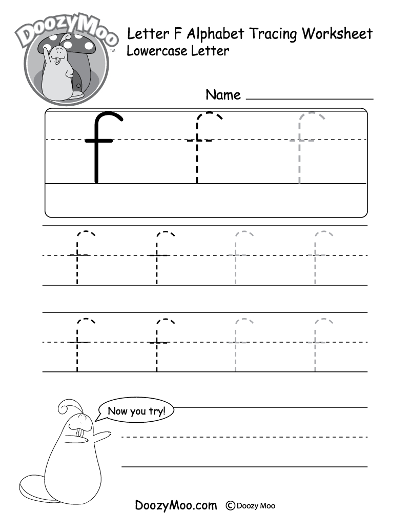 Lowercase Letter &amp;quot;f&amp;quot; Tracing Worksheet - Doozy Moo in Tracing Dotted Letters Worksheets
