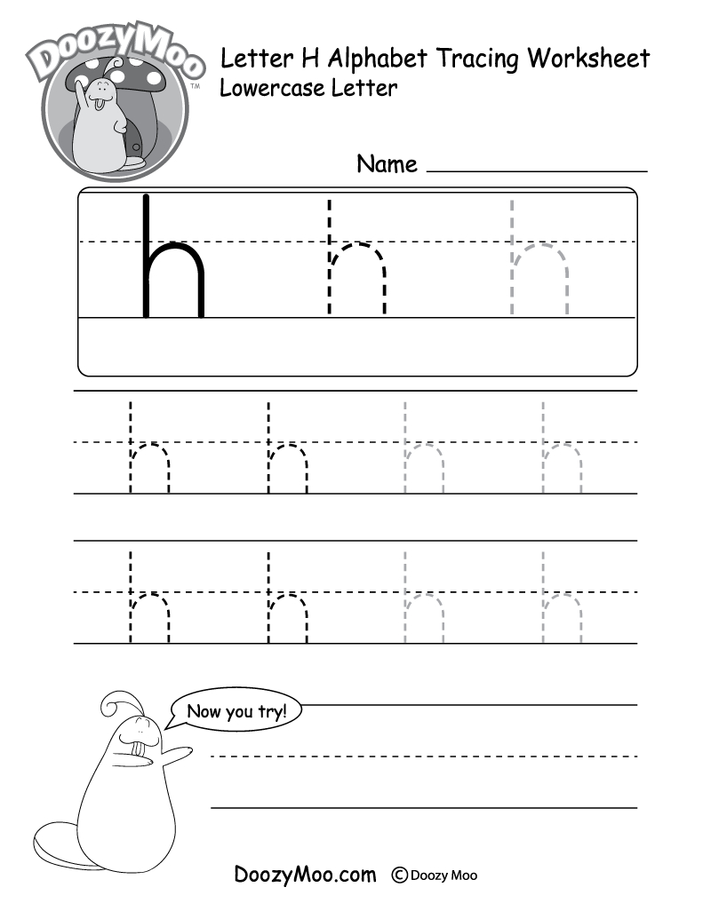 Lowercase Letter &amp;quot;h&amp;quot; Tracing Worksheet - Doozy Moo pertaining to Tracing Letter H Worksheets