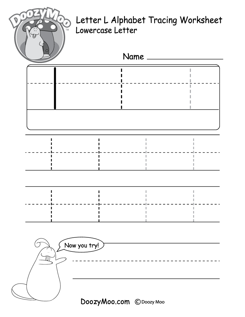 Lowercase Letter &amp;quot;l&amp;quot; Tracing Worksheet - Doozy Moo for Tracing Letter L Worksheets