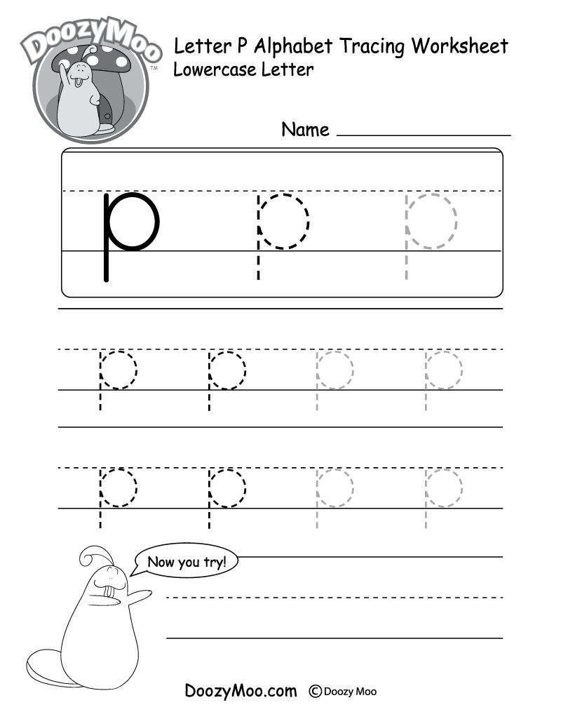 Lowercase Letter &amp;quot;p&amp;quot; Tracing Worksheet - Doozy Moo for Tracing Letter P Worksheets