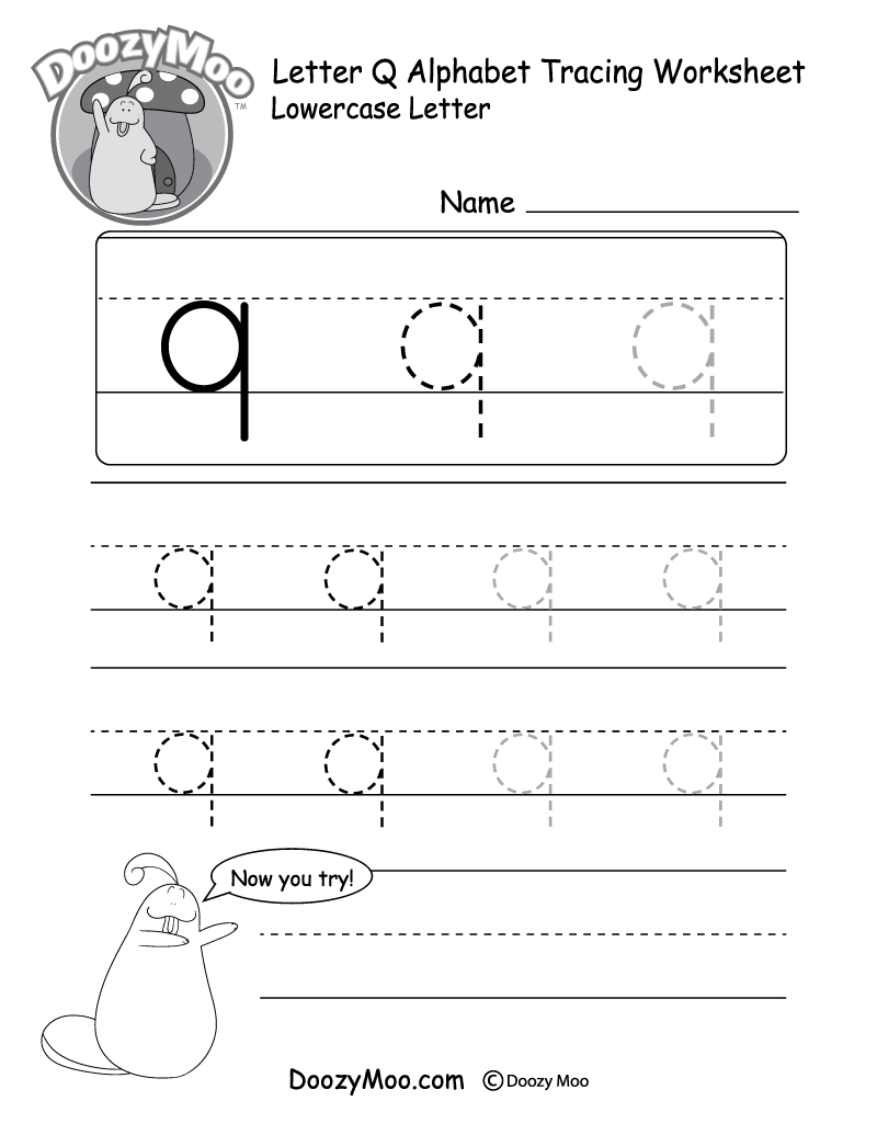 Lowercase Letter &amp;quot;q&amp;quot; Tracing Worksheet - Doozy Moo for Tracing Letter Q Worksheets