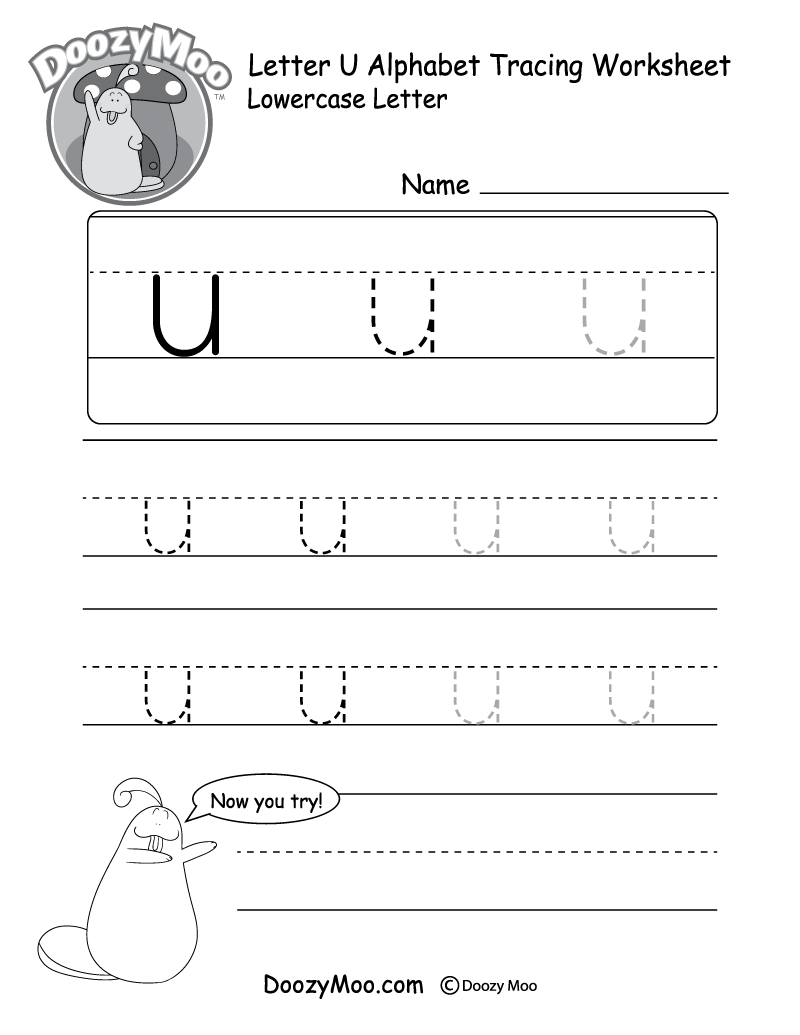Lowercase Letter &amp;quot;u&amp;quot; Tracing Worksheet - Doozy Moo with regard to Tracing Letter U Worksheets