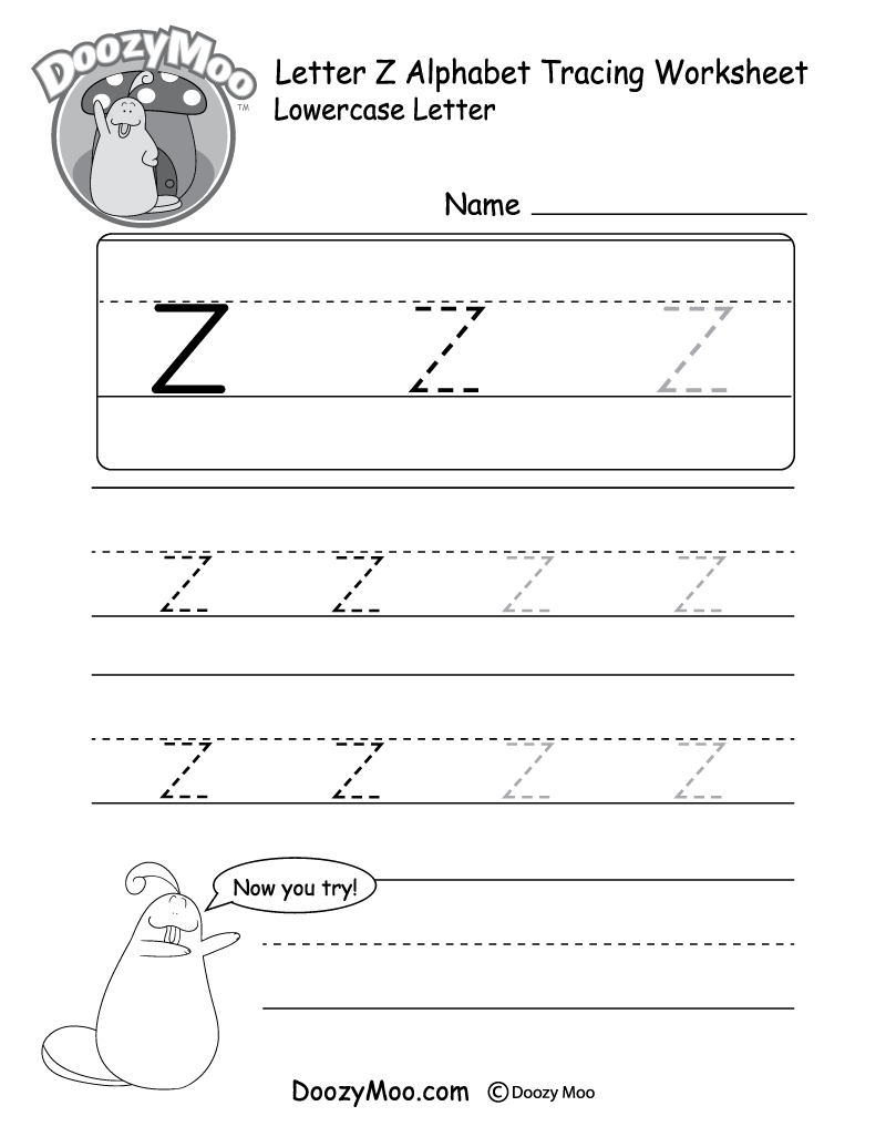 Lowercase Letter &quot;z&quot; Tracing Worksheet - Doozy Moo inside Tracing Letters A To Z