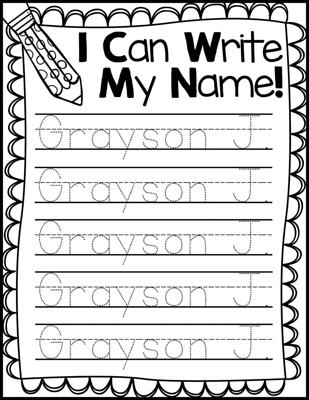 Name Writing Practice - Handwriting Freebie | Kindergarten for Letter Tracing Worksheets Editable