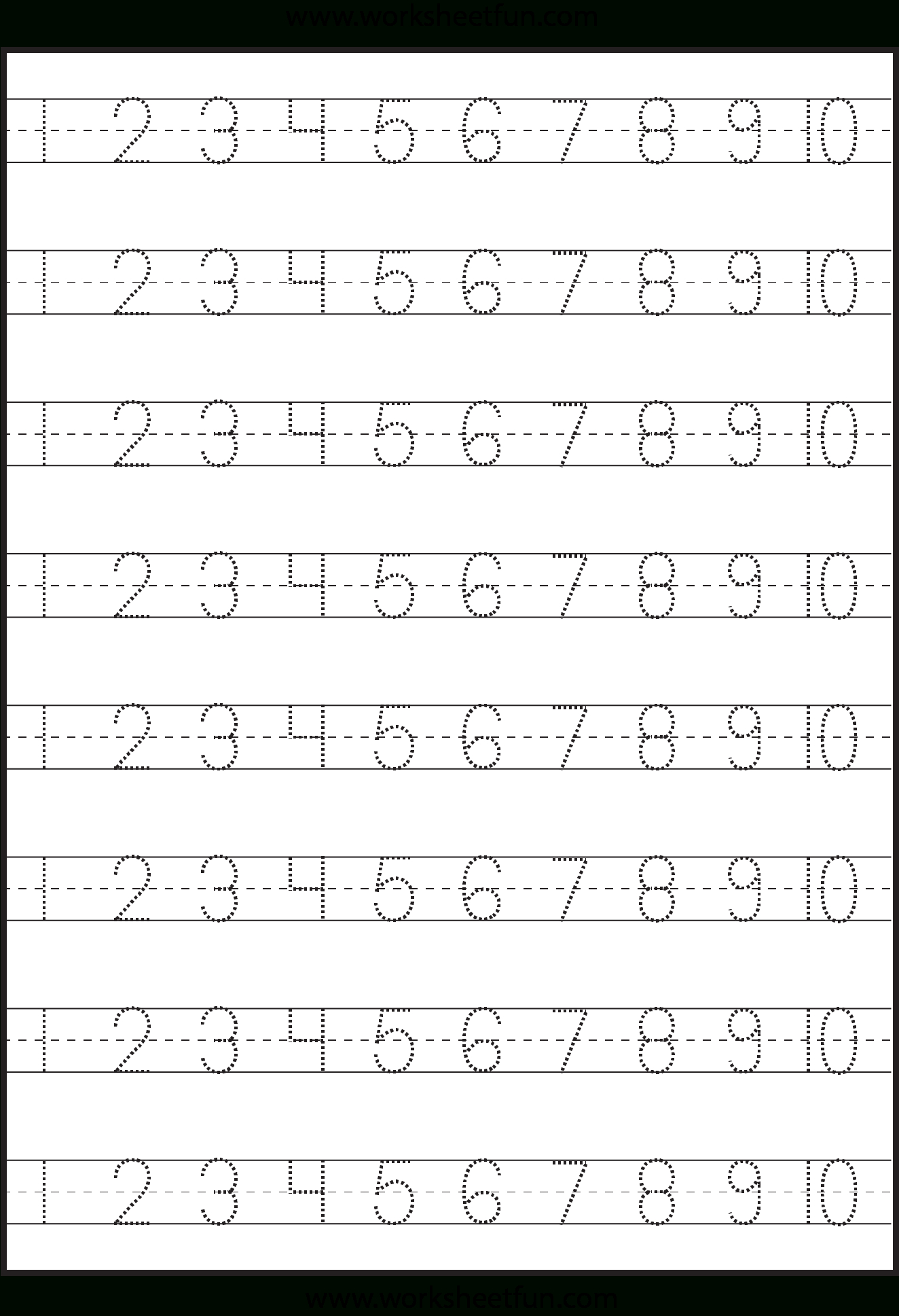 Number Tracing 1-10 - Worksheet | Kindergarten Worksheets for Tracing Letters And Numbers Worksheets