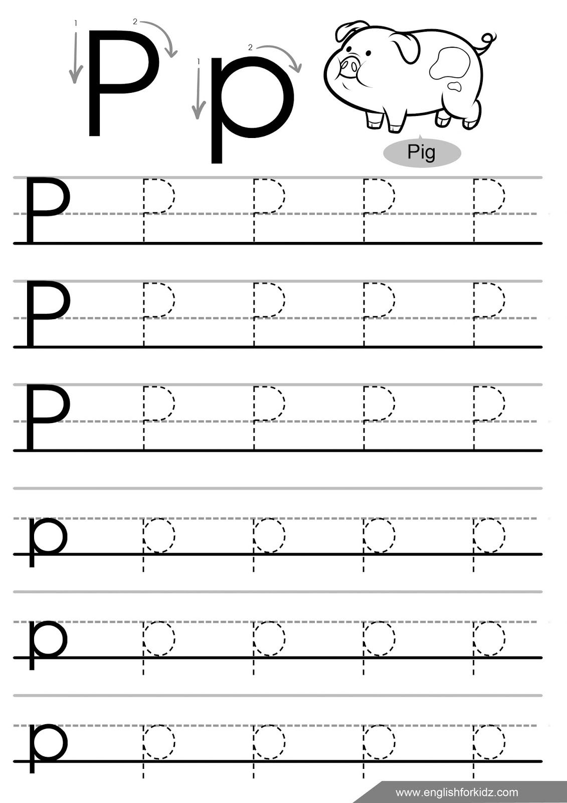 Letter P Tracing Worksheets