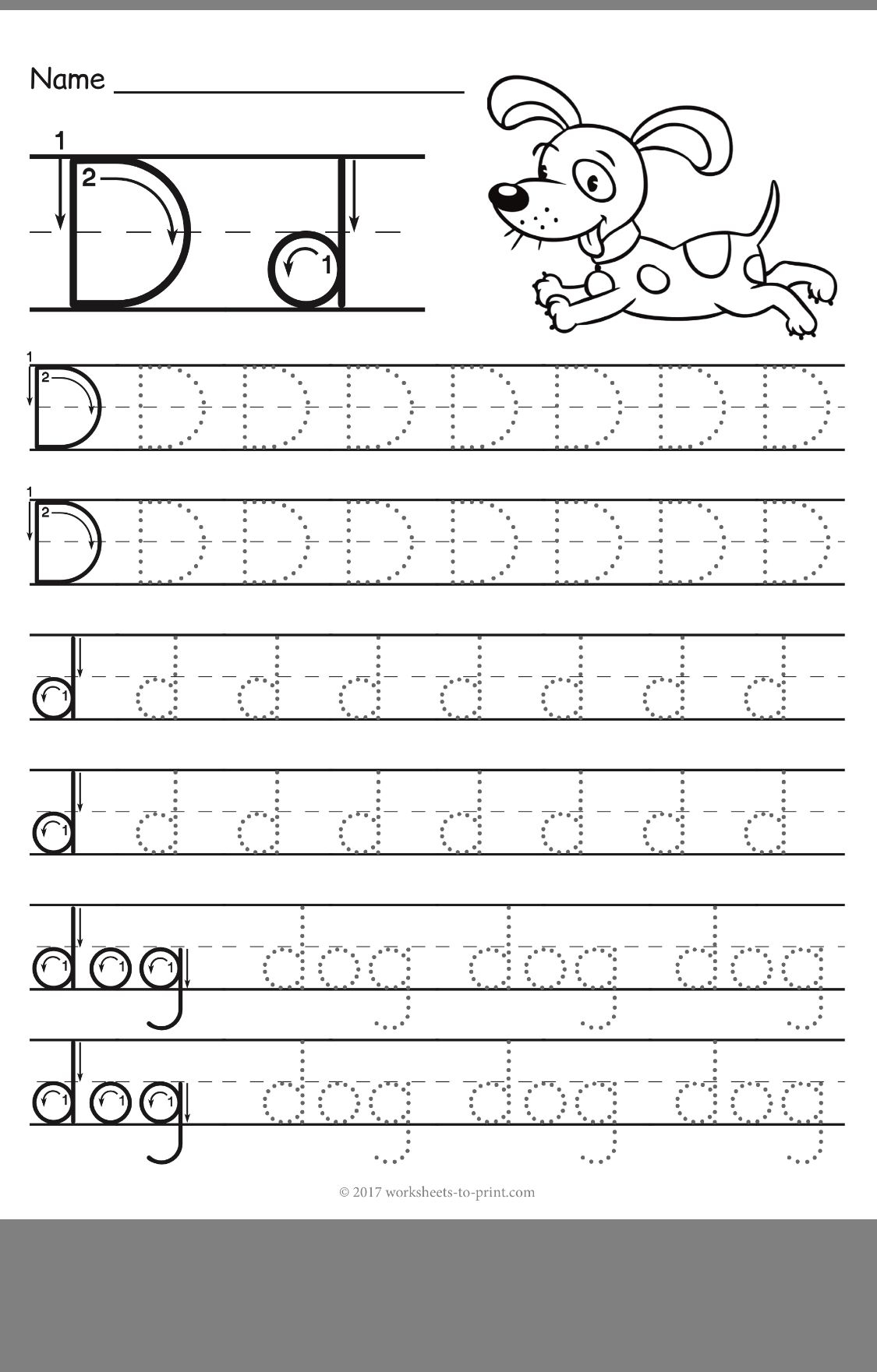 tracing letter dd worksheet tracinglettersworksheetscom