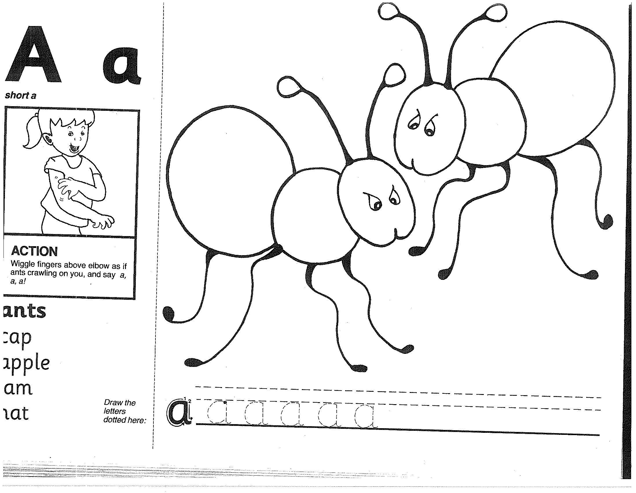 Letter A Jolly Phonics Worksheet