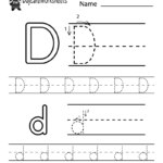 Preschool Letter D Alphabet Learning Worksheet Printable within Trace Letter D Worksheets Preschool