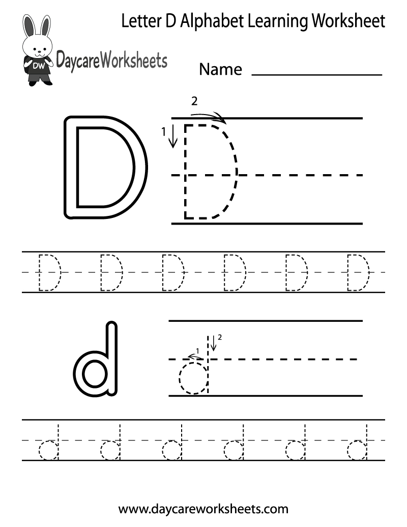 Trace Letter D Worksheets Preschool - TracingLettersWorksheets.com